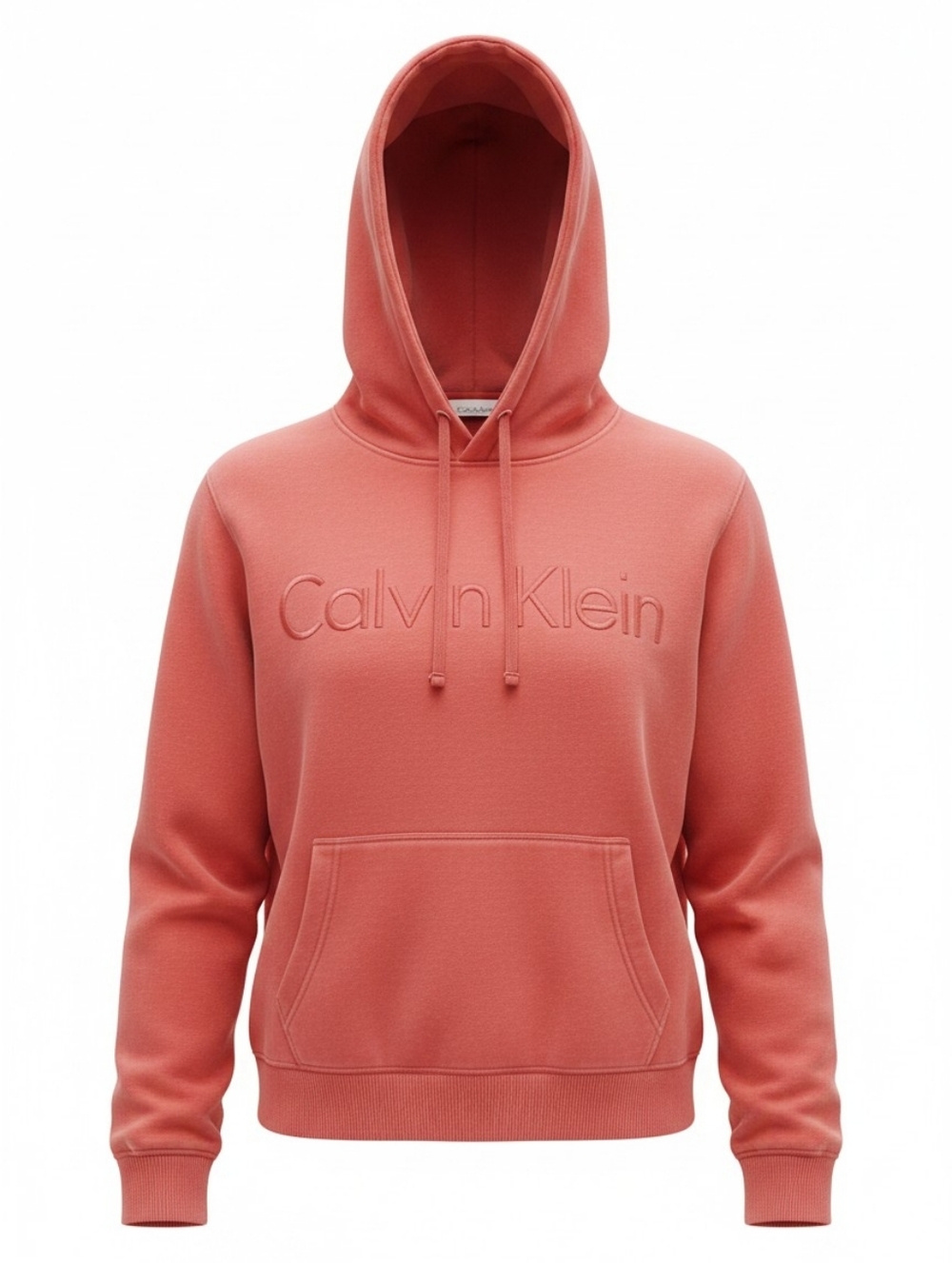 Calvin Klein Embroidered Coral-Pink Pullover Hoodie
